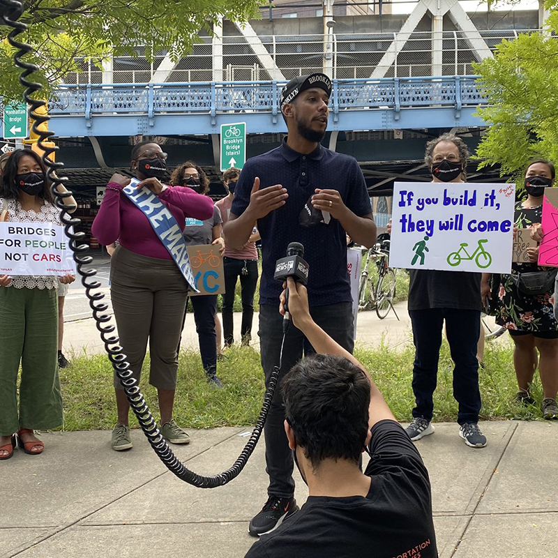 Photo of NYC Council Member Antonio Reynoso at the rally